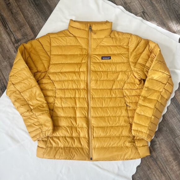 New $279 Patagonia Men's 2XL Down Sweater Full Zip Puffer Jacket Pufferfish Gold - Picture 2 of 9